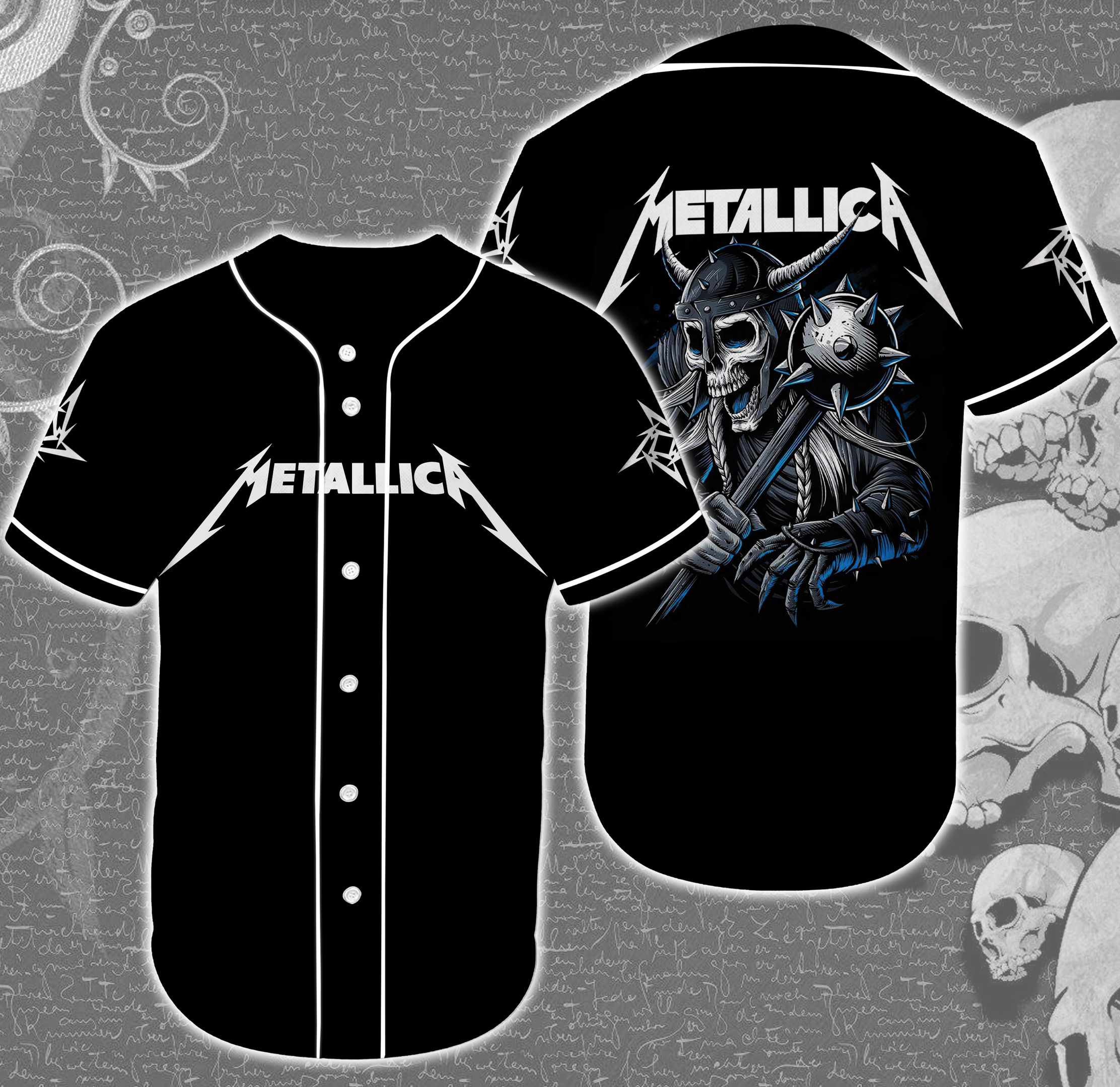 Band Metallica Skull Baseball Tee Jersey Shirt Unisex Men Women ...