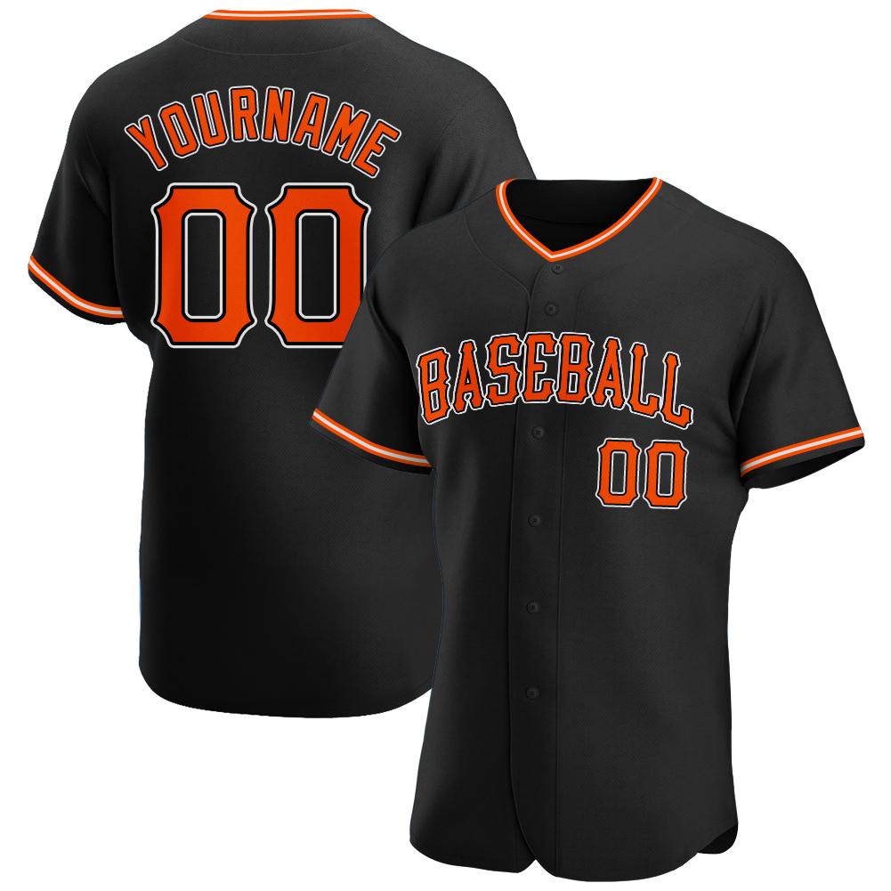Custom Black Orange White Authentic Baseball Jersey Angelidecor