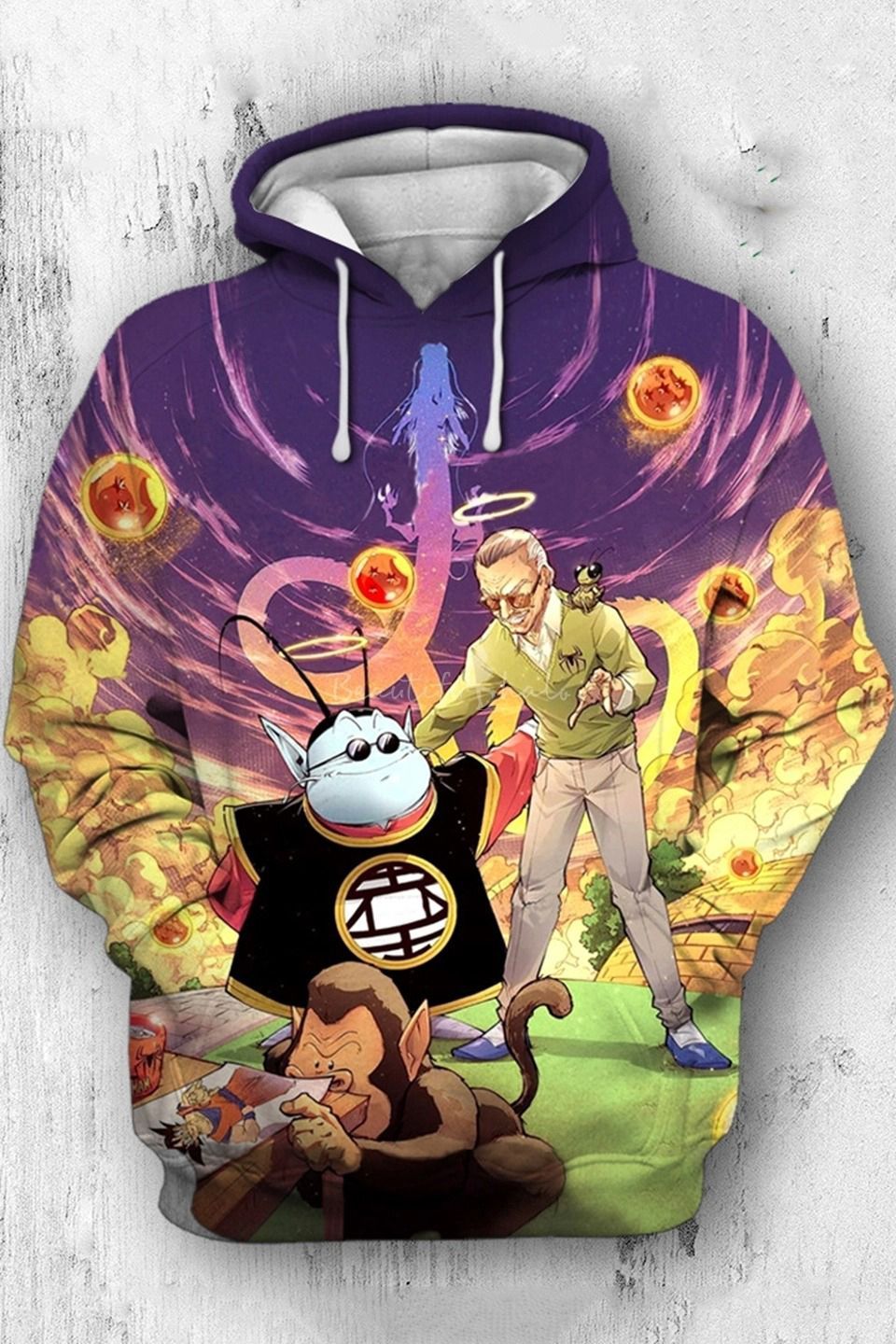 Kaio Del Sur With Goku Cartoon Dragon Ball Anime Manga 15 Over Print 3D Hoodie Zip Hoodie Y97