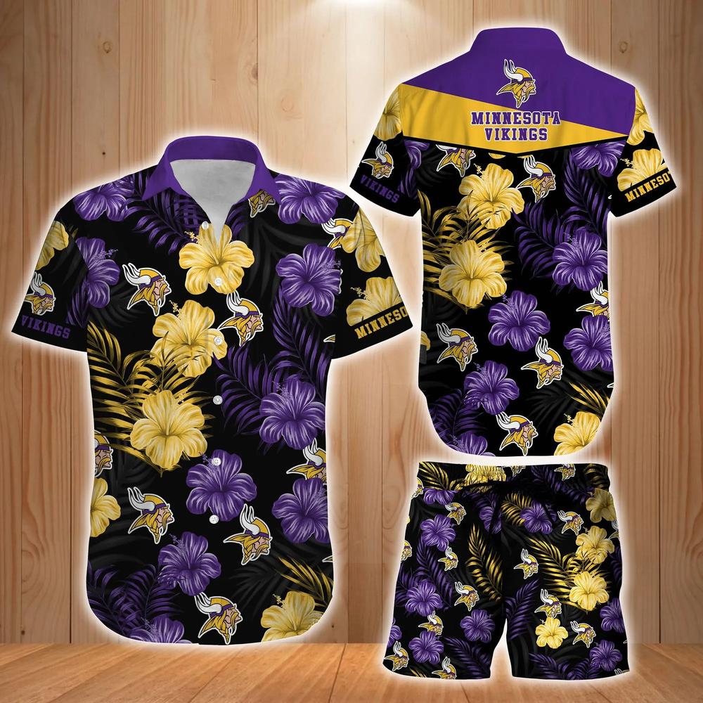 Minnesota Vikings NFL Football Hawaiian Shirt Short Summer With Flower