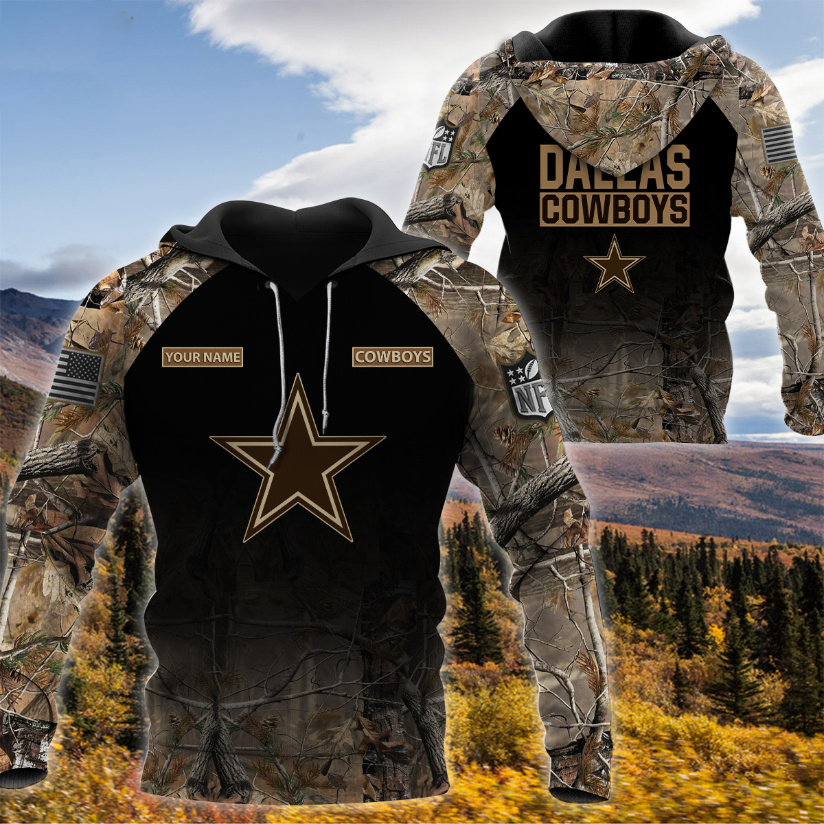 Personalized Dallas Cowboys Hunting Camo Hoodie 3D Angelidecor is an online retailer of