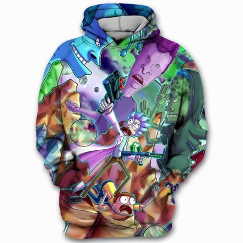 Rick And Morty Beavis And Butthead 3D T Shirt Sweatshirt Zip Hoodie Bomber N98