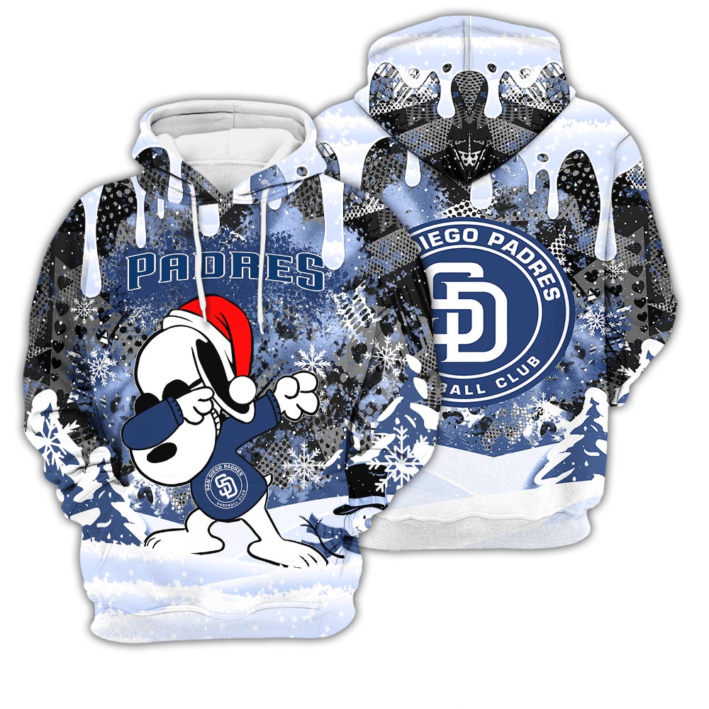 San Diego Padres Snoopy Dabbing The Peanuts Sports Football American Christmas Dripping Matching New Trends For Fans Club Gifts Unisex 3D Hoodie